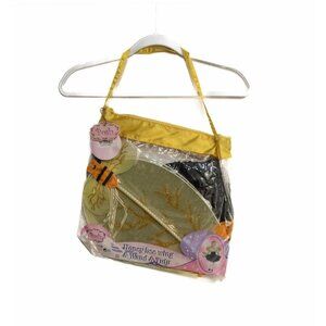 Honeybee Girls Black Yellow Polyester Bee Costume Outfit Wing Wand Tutu 3 NWOT